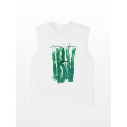 倉石一樹美式潮牌字母印花背心男士夏季新款純棉無袖體恤休閒坎肩