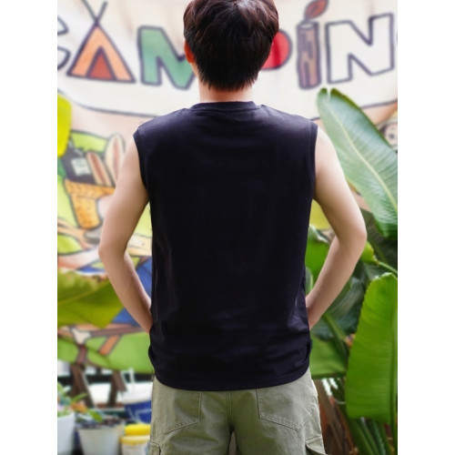 【健身無袖背心】270g無性別訓練跑步純棉透氣美式夏季圓領坎肩