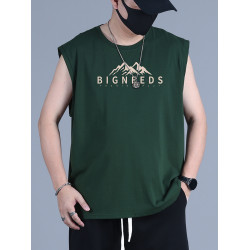 背心男夏季寬松大碼男士透氣坎肩加肥加大胖子男裝純棉T恤上衣潮