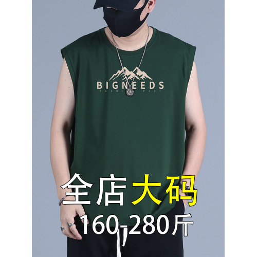 背心男夏季寬松大碼男士透氣坎肩加肥加大胖子男裝純棉T恤上衣潮