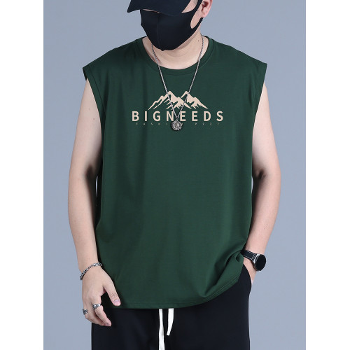 背心男夏季寬松大碼男士透氣坎肩加肥加大胖子男裝純棉T恤上衣潮