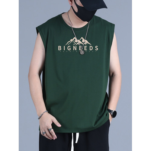 背心男夏季寬松大碼男士透氣坎肩加肥加大胖子男裝純棉T恤上衣潮