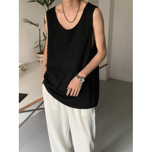 二道兩根筋男背心二股無袖T恤跨欄小衫衣服潮牌褂頭港風吊帶夏衣