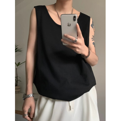 二道兩根筋男背心二股無袖T恤跨欄小衫衣服潮牌褂頭港風吊帶夏衣