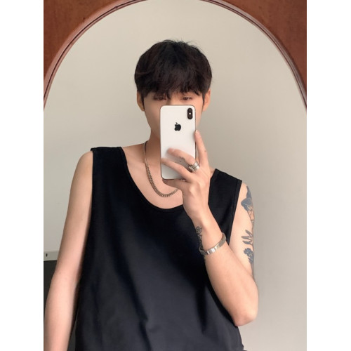 二道兩根筋男背心二股無袖T恤跨欄小衫衣服潮牌褂頭港風吊帶夏衣