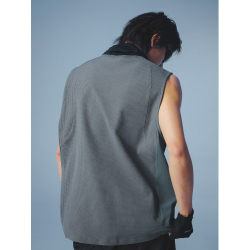 MOSEALAND 夏季無袖t恤男solotex華夫格速乾吸溼分割休閒坎肩背心