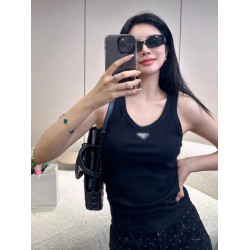 吊打市面版本歐美夏季新款P家三角標金屬徽章運動休閒無袖t恤背心