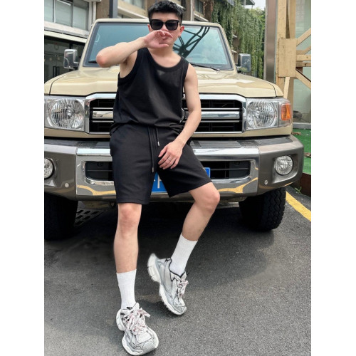 吊打市面版本歐美夏季新款P家三角標金屬徽章運動休閒無袖t恤背心