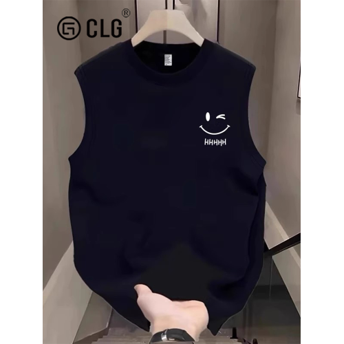 香港CLG潮牌夏薄款背心男美式寬松健身運動小衆圓領坎肩無袖上衣