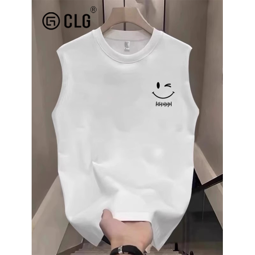 香港CLG潮牌夏薄款背心男美式寬松健身運動小衆圓領坎肩無袖上衣