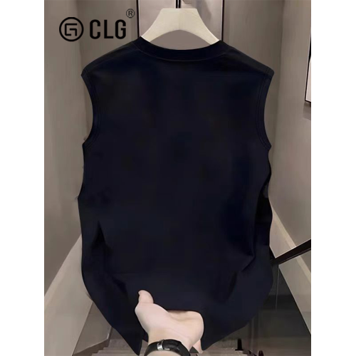 香港CLG潮牌夏薄款背心男美式寬松健身運動小衆圓領坎肩無袖上衣
