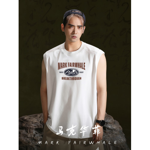 馬克華菲美式坎肩無袖背心男夏季2025新款寬松大碼痞帥風訓練t恤