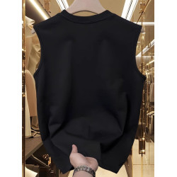 倉石一樹潮牌小柴犬印花休閒背心男士夏季款寬松純棉健身無袖T恤