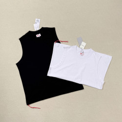 BMS復古寬松做舊磨毛起球京都紅繩編織簡約棉質背心坎肩無袖T恤