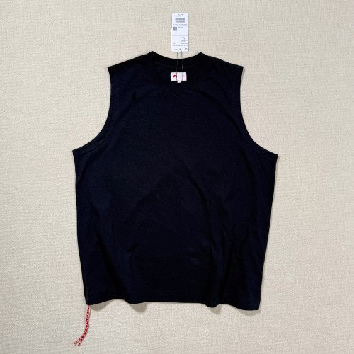 BMS復古寬松做舊磨毛起球京都紅繩編織簡約棉質背心坎肩無袖T恤