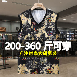 大碼背心男夏季薄款潮流胖子帥氣V領坎肩肥佬寬松無袖t恤加肥加大