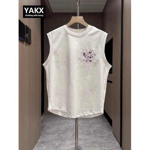 高級彩繪花卉刺綉背心男士夏季2025新款潮牌寬松坎肩無袖T恤男款