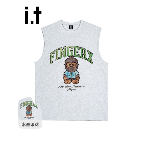 it FINGERCROXX美式猿人無袖純棉背心男潮牌2025新款夏季情侶裝