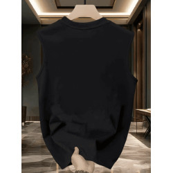 MAROLIO~優質面料！重磅純棉圓領背心男簡約印花無袖坎肩上衣外穿