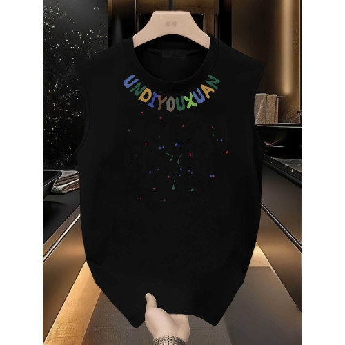 MAROLIO~優質面料！重磅純棉圓領背心男簡約印花無袖坎肩上衣外穿