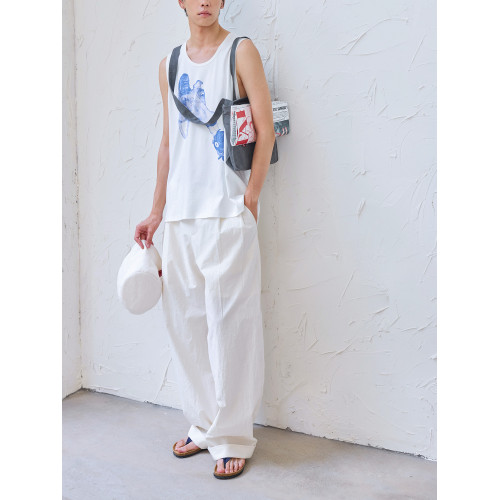 原創設計夏季薄款印花背心男白色寬松直筒趣味舔狗貓咪圖案精梳棉