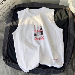 大碼男裝美式高街運動背心夏日純棉圓領無袖籃球坎肩