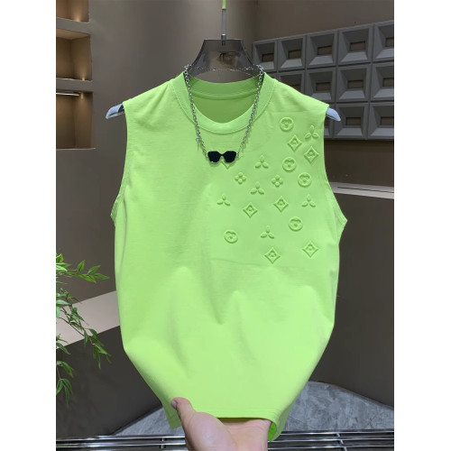 多巴胺純色背心男士無袖t恤2025新款夏季高級感坎肩運動上衣男款