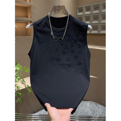 多巴胺純色背心男士無袖t恤2025新款夏季高級感坎肩運動上衣男款