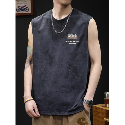 倉石一樹滿天星背心男款夏季2025新款大碼健身休閒坎肩無袖男T恤