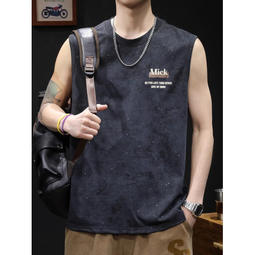 倉石一樹滿天星背心男款夏季2025新款大碼健身休閒坎肩無袖男T恤