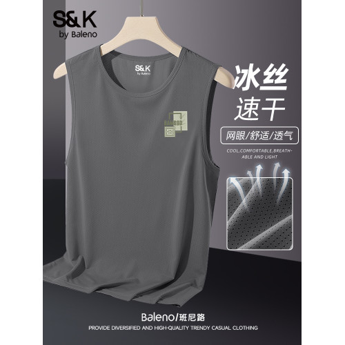 班尼路S&K背心男款速乾冰絲夏季2025新款運動健身網眼男士無袖t恤