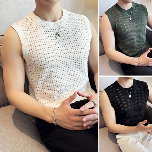 背心男夏季薄款2025新款冰絲健身工字打底坎肩潮流帥氣無袖t恤男