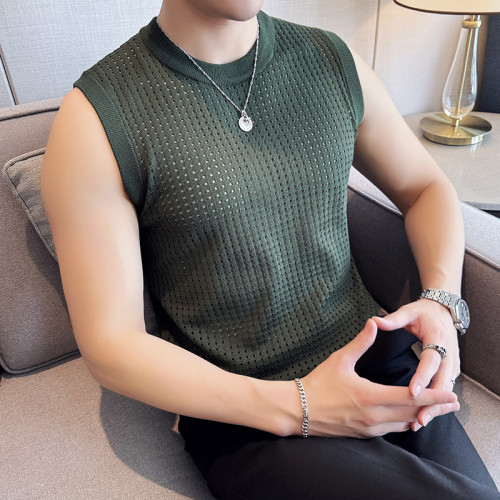 背心男夏季薄款2025新款冰絲健身工字打底坎肩潮流帥氣無袖t恤男