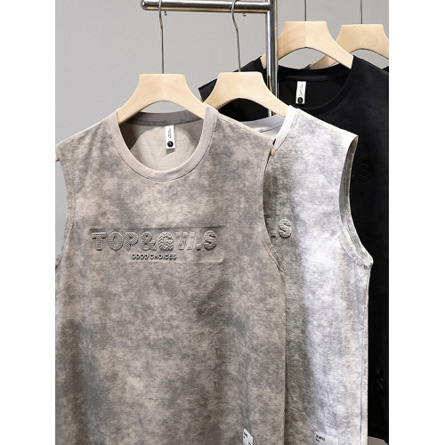 Mostarsea~美式復古紥染背心夏季薄款坎肩高級感提花寬松無袖t恤