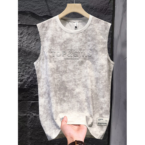 Mostarsea~美式復古紥染背心夏季薄款坎肩高級感提花寬松無袖t恤