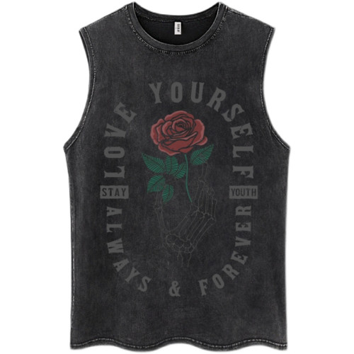 無袖坎肩男生背心重工洗水潮牌運動暗黑炸街汗衫夏季港風健身籃球