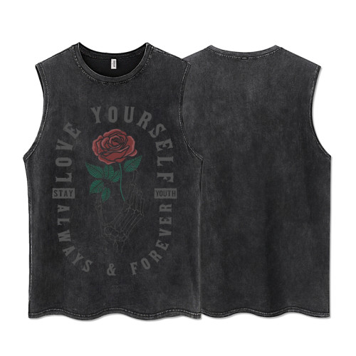 無袖坎肩男生背心重工洗水潮牌運動暗黑炸街汗衫夏季港風健身籃球