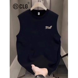 香港CLG潮牌重磅純棉背心男夏季美式後背字母印花無袖T恤薄款運動