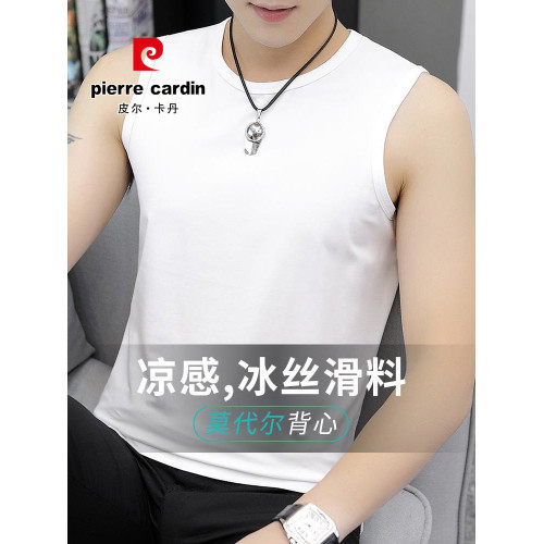 皮爾卡丹莫代爾棉背心男夏季外穿籃球跨欄運動坎肩冰絲無袖t恤潮
