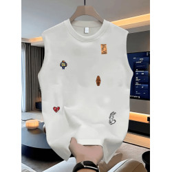 Mostarsea~夏季高級純棉無袖背心男士t恤美式高街ins潮牌外穿坎肩