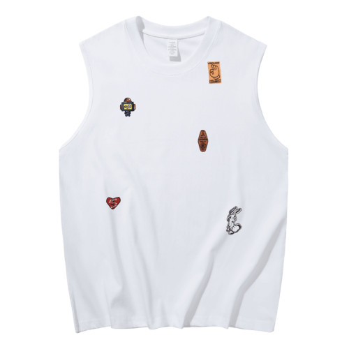 Mostarsea~夏季高級純棉無袖背心男士t恤美式高街ins潮牌外穿坎肩