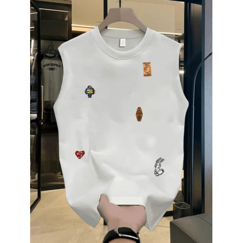 Mostarsea~夏季高級純棉無袖背心男士t恤美式高街ins潮牌外穿坎肩