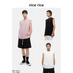 nice rice好飯 舒棉彈200G圓領寬肩下擺側開衩寬松背心NGX01045