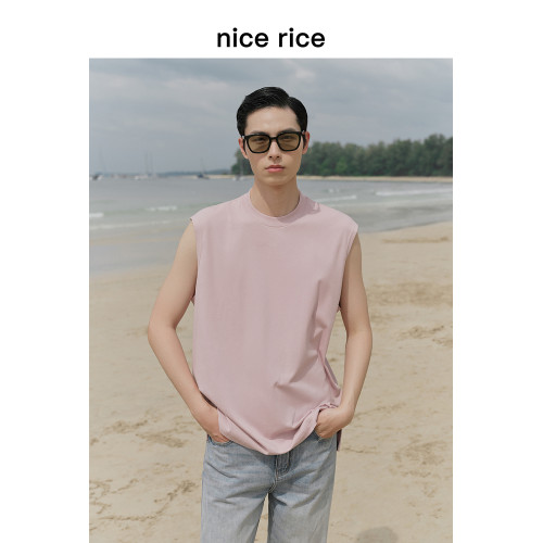 nice rice好飯 舒棉彈200G圓領寬肩下擺側開衩寬松背心NGX01045