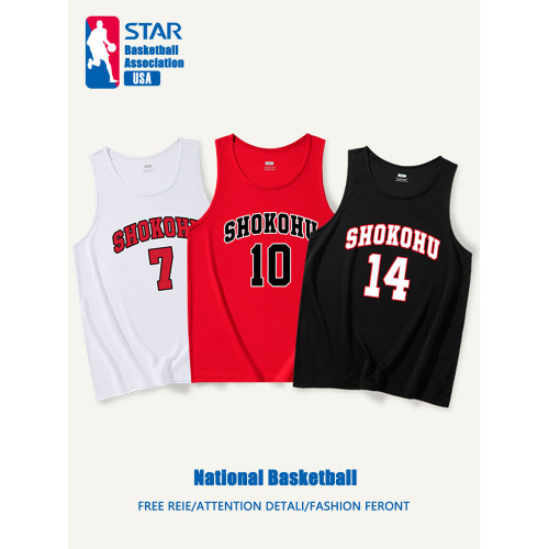 灌籃高手櫻木花道流川楓夏季訓練籃球無袖背心網眼速乾上衣投籃男