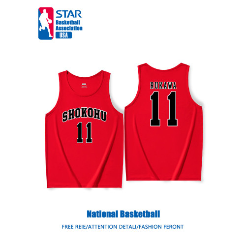 灌籃高手櫻木花道流川楓夏季訓練籃球無袖背心網眼速乾上衣投籃男