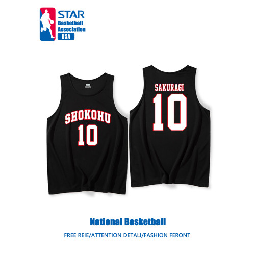 灌籃高手櫻木花道流川楓夏季訓練籃球無袖背心網眼速乾上衣投籃男