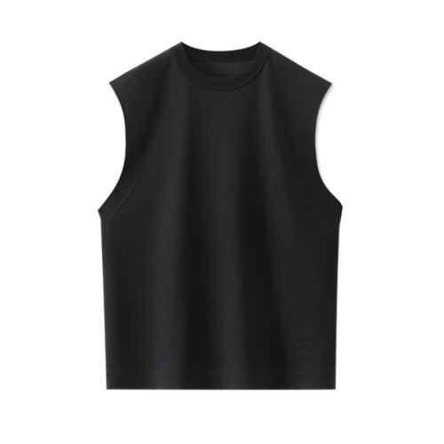 MUSONMU莫代爾冰絲涼感坎肩白色背心男夏季寬松運動健身無袖T恤衫