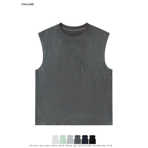 稚成人日系復古坎肩背心男女夏季新款無袖短袖寬松百搭T恤情侶潮