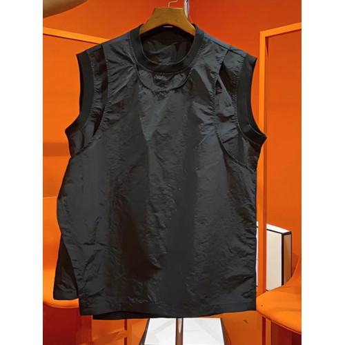 it Afternnaths潮牌!泡泡紗假兩件背心男士夏季不規則冰絲無袖t恤